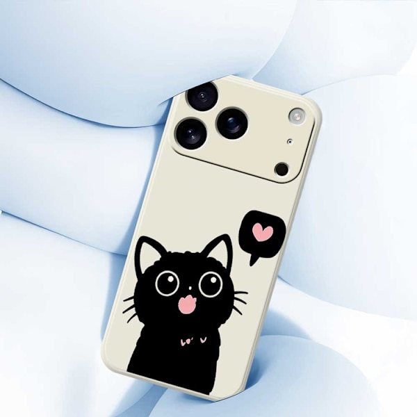 Mobilskal till iPhone 17 Pro Max Love Black Cat Pattern - Grön Grön