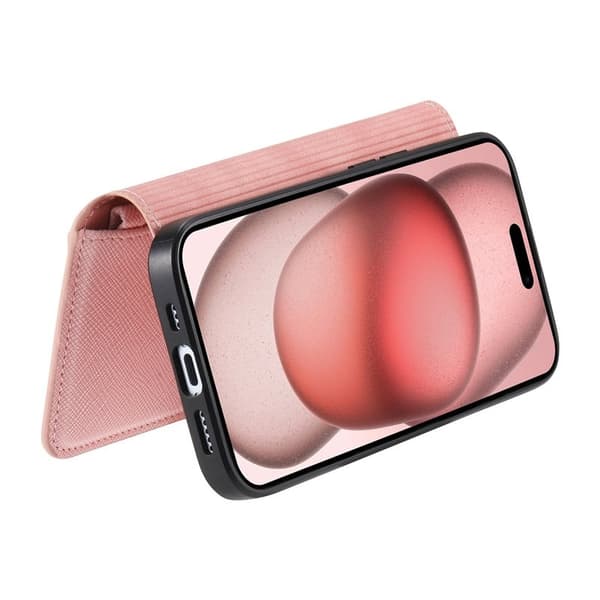 CASENEO iPhone 16e Plånboksfodral Konstläder - Detachable - Rosa