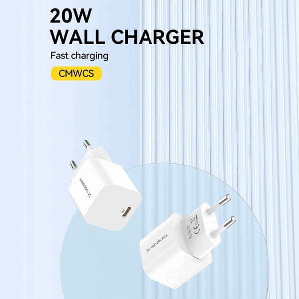 Wozinsky Väggladdare USB-C PD 20W - Vit Vit