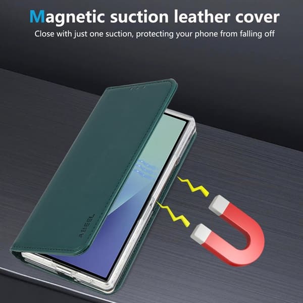 ABEEL Samsung Galaxy Z Fold7 Plånboksfodral RFID-Skydd Konstläder Grön