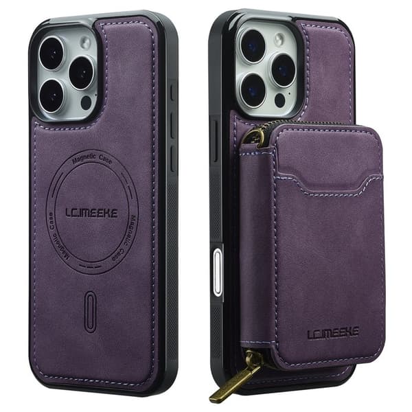 LC.IMEEKE L6 iPhone 16 Pro Plånboksfodral Konstläder - Lila