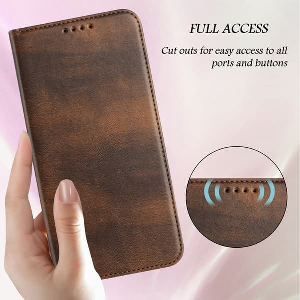 OnePlus 15 5G Plånboksfodral Retro RFID-Skydd Konstläder Brun