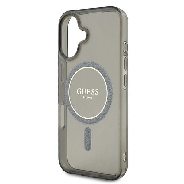Guess Telefontaske til iPhone 16 Plus MagSafe IML Glitter Circle - Sort Black