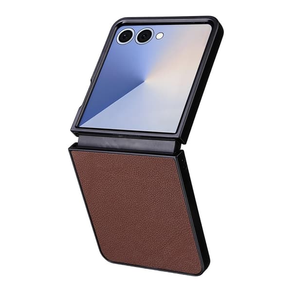 Mobilskal till Galaxy Z Flip7 Litchi Texture Läder - Brun Brun