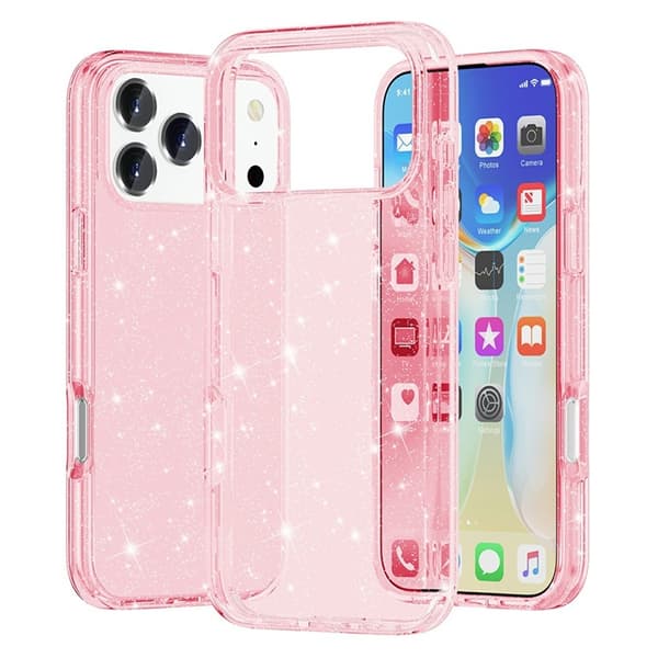 Mobilskal till iPhone 17 Pro Glittrande Puderglitter - Rosa Rosa