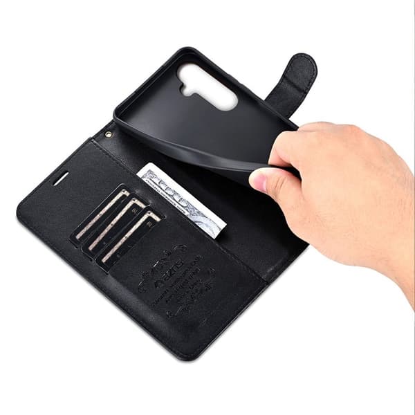 AZNS Samsung Galaxy S24 Plånboksfodral Anti-Scratch Konstläder - Svart