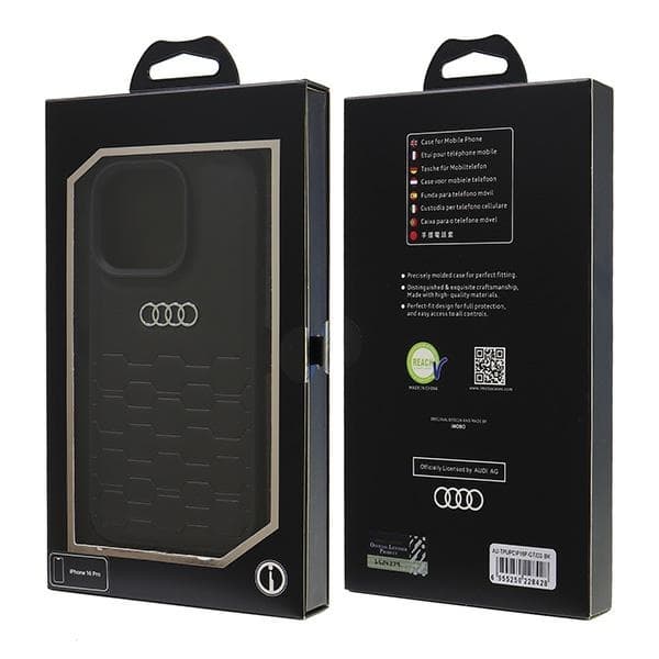 Audi Telefontaske til iPhone 16 Pro Syntetisk Læder - Sort Black