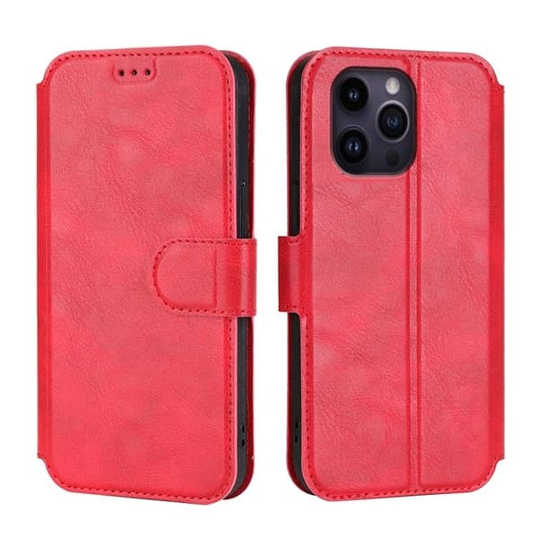 BOOM iPhone 14 Pro Max Plånboksfodral Calfskin - Röd Röd