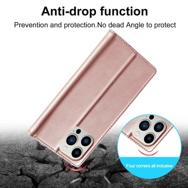 LC.IMEEKE iPhone 16 Pro Plånboksfodral Konstläder- Roséguld