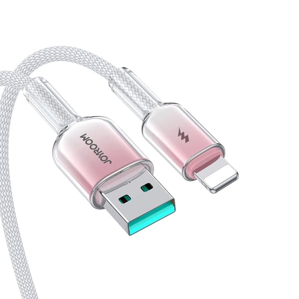 Joyroom S-A42 USB-A - Lightning 3A 1.2m Kabel Crystal-Clear Series - Vit Vit