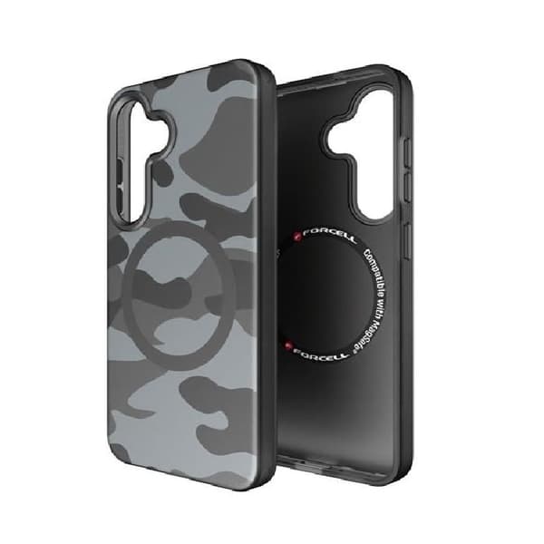 Forcell Telefontaske til Galaxy S25 Plus Magsafe Levels - Sort Camo Black