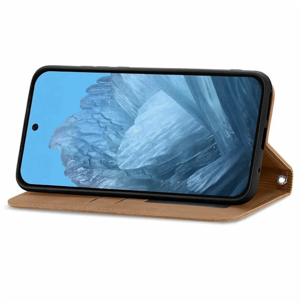 Google Pixel 10/10 Pro Konstläder Plånboksfodral Magnetic Absorption - Brun Brun