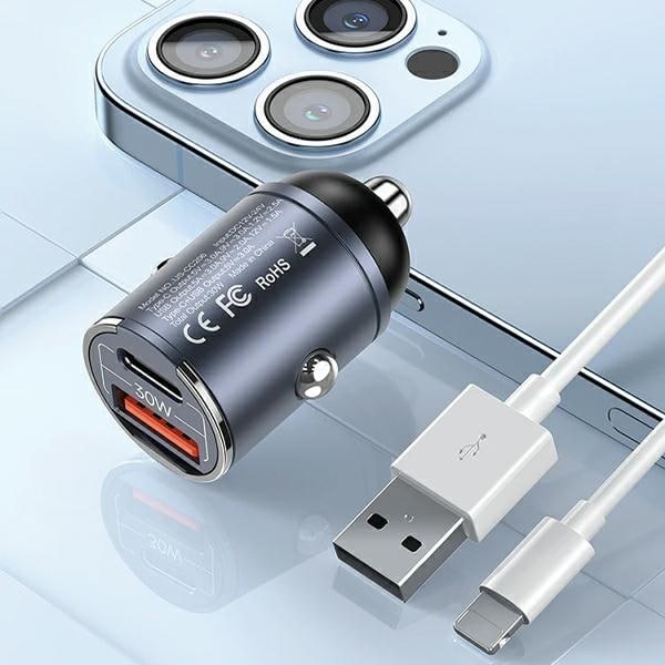 USAMS C38 Billaddare 30W 1xUSB-A 1xUSB-C - Lila
