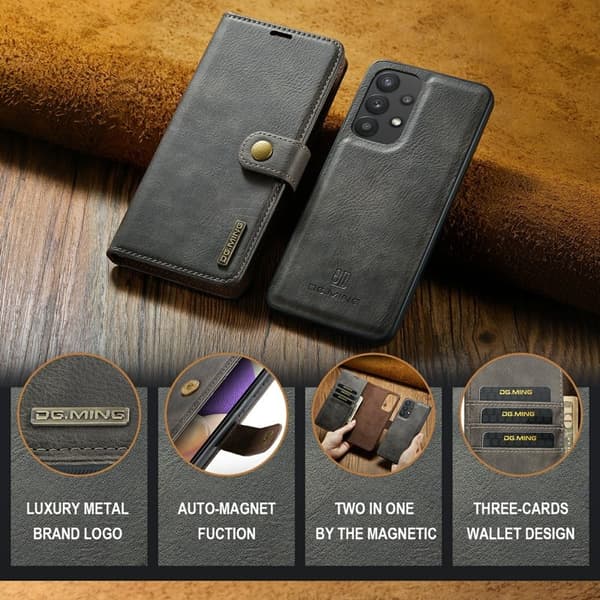 DG.MING Plånboksfodral Folio Flip Stand Samsung Galaxy A33 5G Grå