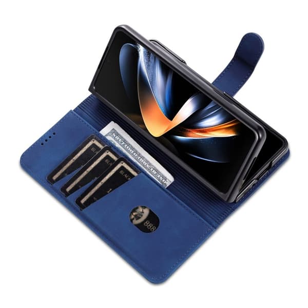 AZNS Samsung Galaxy Z Fold4 Plånboksfodral Konstläder - Blå