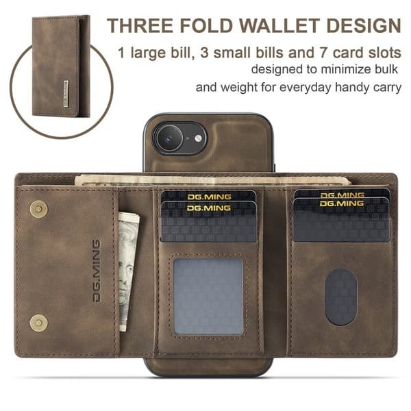 DG.MING M1 Series Mobilskal till iPhone 16e med Kickstand - Brun