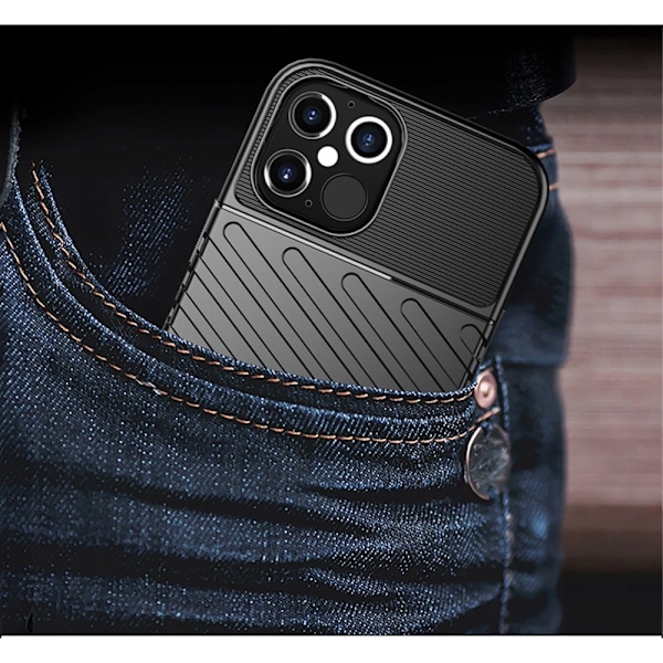 Thunder Twill Texture iPhone 12 Pro Max -kuori - Musta Black