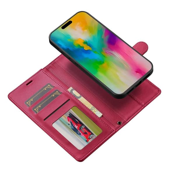 LC.IMEEKE L2 Series iPhone 17 Plånboksfodral Konstläder - Röd