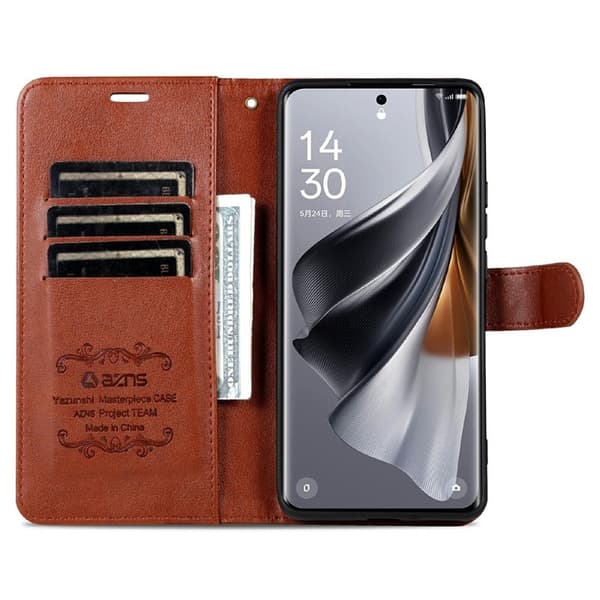 AZNS Xiaomi 14T Plånboksfodral Anti-Scratch Konstläder - Brun