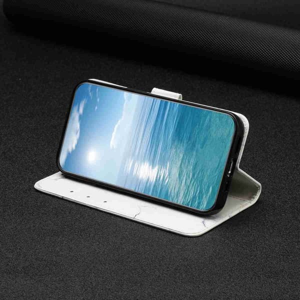 Plånboksfodral för Samsung Galaxy S26 Plus Ställfunktion Konstläder - Vit marmor