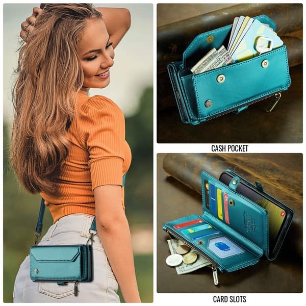 CASEME Plånboksfodral Konstläder för Samsung Galaxy S25 Edge - Grön