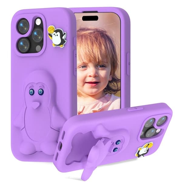 Penguin Mobilskal till iPhone 13 Pro Kickstand Stöttålig EVA - Lila