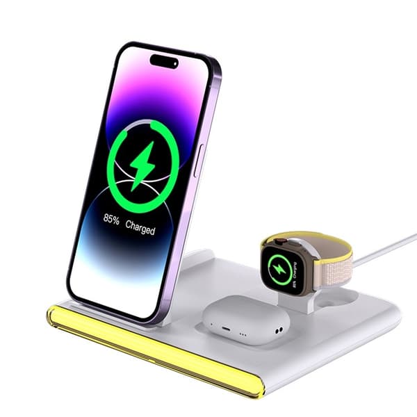 Trådlös Laddare iPhone Airpods Apple/Galaxy Watch C27 - Vit Vit