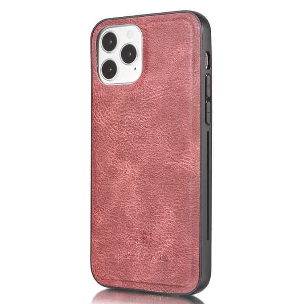 DG.MING 2-in-1 Plånboksfodral i Äkta läder för iPhone 13 mini - Röd