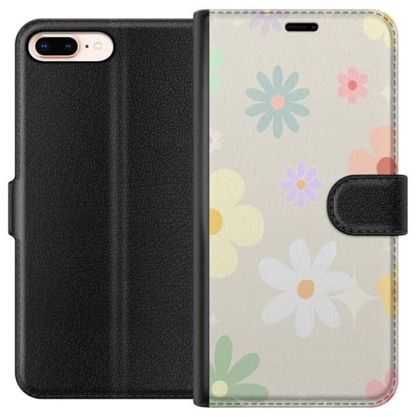 Plånboksfodral till Apple iPhone 7 Plus med fejdande blommor