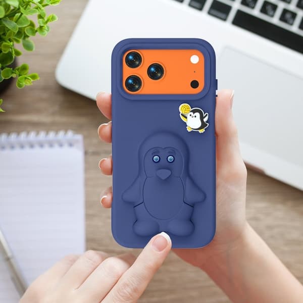Penguin Mobilskal till iPhone 17 Pro Max Kickstand Stöttålig EVA - Blå