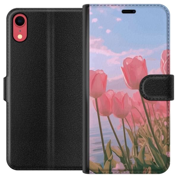 Plånboksfodral till Apple iPhone XR med Rosa Tulpaner