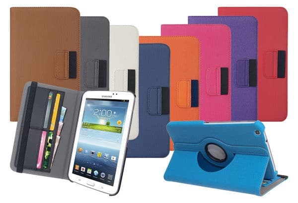 Denim roterende rustningsetui til Samsung Galaxy Tab 3 7.0 (brun) Brown
