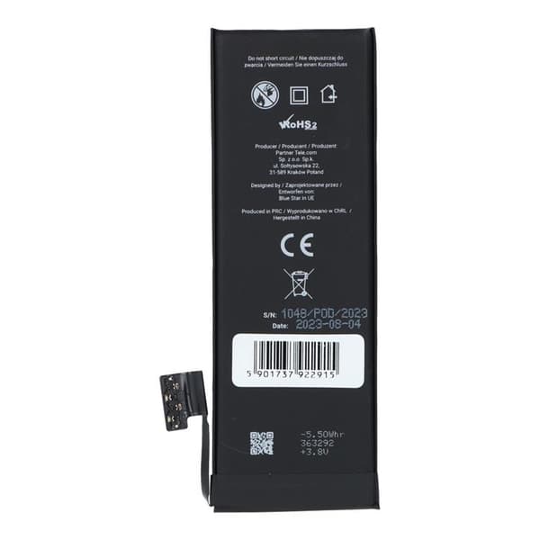 Blå stjerne iPhone 5 batteri HQ 1440 mAh