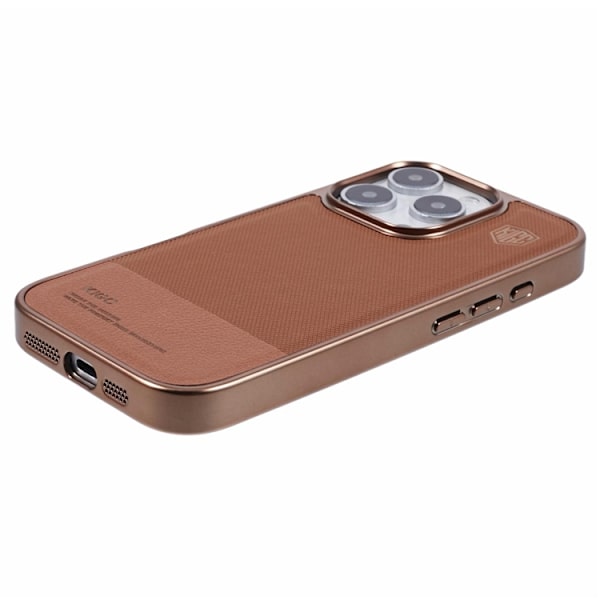 KIGC Mobilskal till iPhone 16 Pro Electroplating PC + TPU + PU - Guld Guld