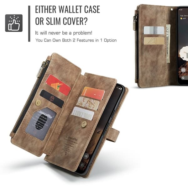CASEME Konstläder Plånboksfodral för Google Pixel 10 Pro/10/9 Pro/9 - Brun