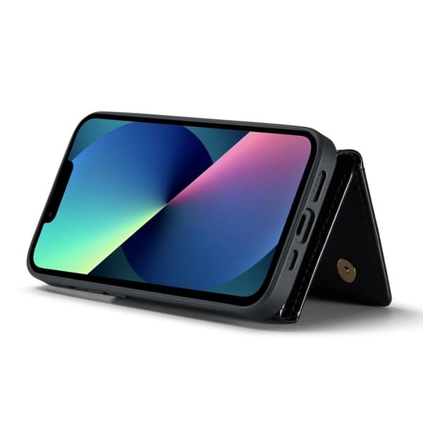 DG.MING M3 Series Magnetiskt Konstläder Plånboksfodral till iPhone 13 - Svart