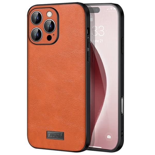 SULADA Mobilskal till iPhone 16 Pro PU Läder+TPU+PC Orange