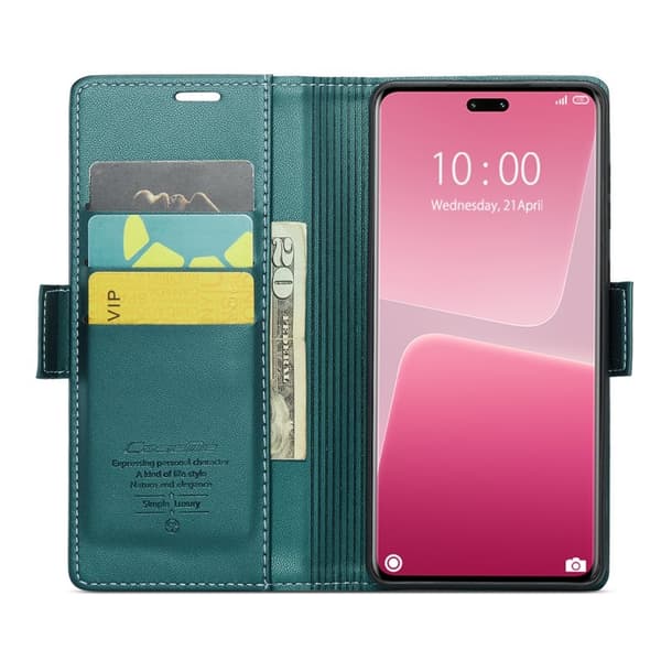 CASEME Xiaomi 13 Lite / Civi 2 5G Plånboksfodral Konstläder Grön