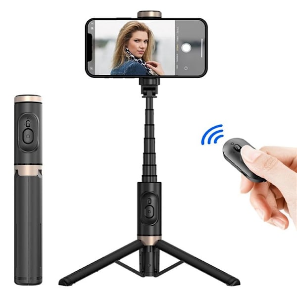 Utdragbart stativ Aluminiumlegering Bluetooth Selfiepinne Q12 - Svart