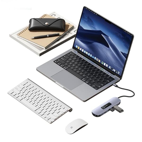 USAMS 10in1 Hubb 100W 3xUSB-A USB-C HDMI TF SD RJ45. VGA Svart