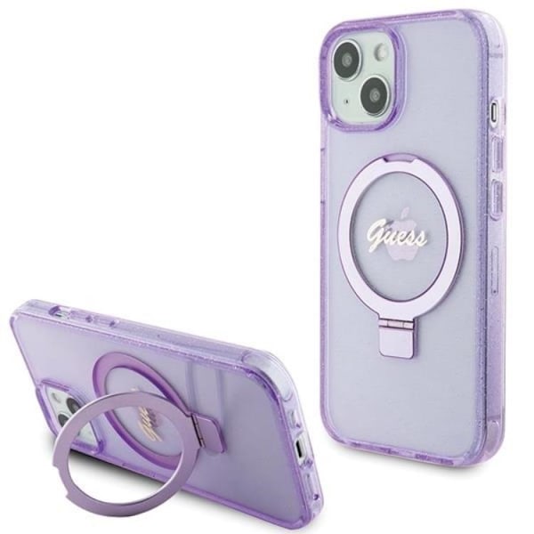 Guess Mobilskal till iPhone 15/14 Plus Magsafe Ringställ Script Glitter - Lila Lila