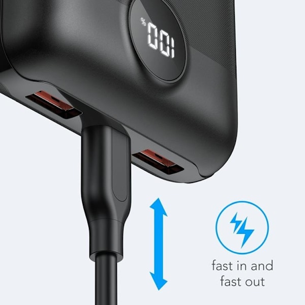 VEGER Powerbank 20000 mAh PD QC 3.0 2A 22.5W S20 - Svart