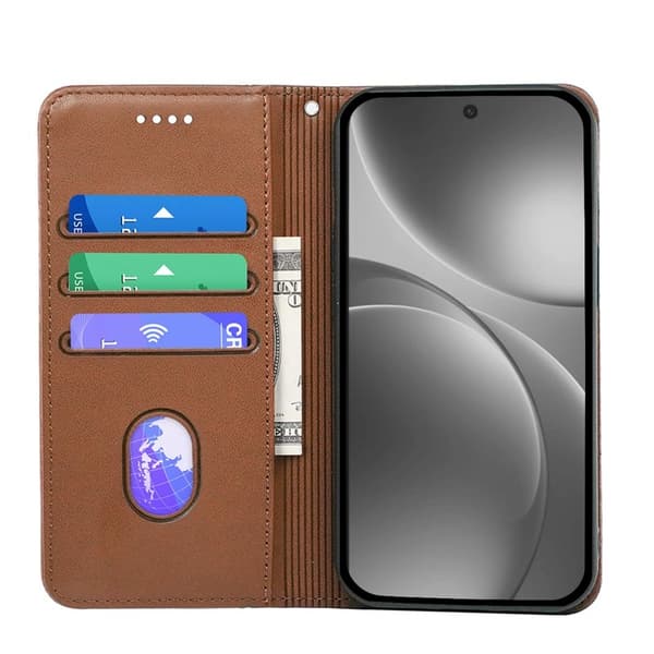 Oppo Find X9 Pro 5G Plånboksfodral Magnetisk Stängning Konstläder - Brun