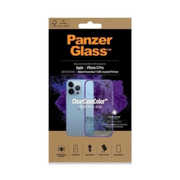 PanzerGlass Mobilskal till iPhone 13 Pro Antibacterial - Transparent/Lila Transparent