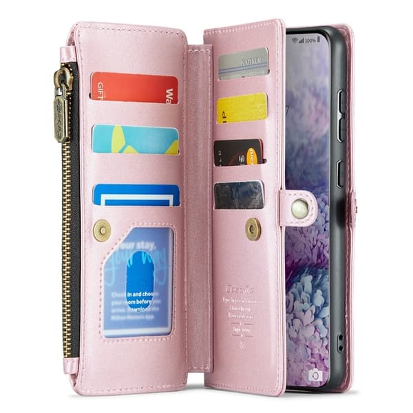 CASEME Plånboksfodral Konstläder för Samsung Galaxy S20 Plus - Rosa