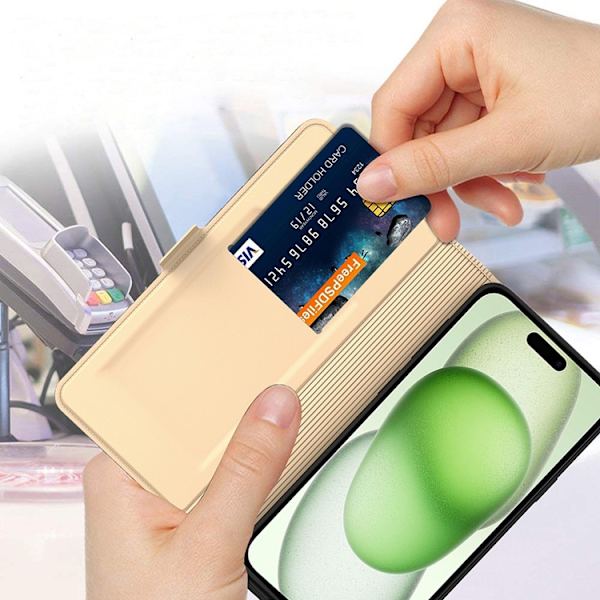 iPhone 16 Pro Plånboksfodral Shockproof - Guld Guld