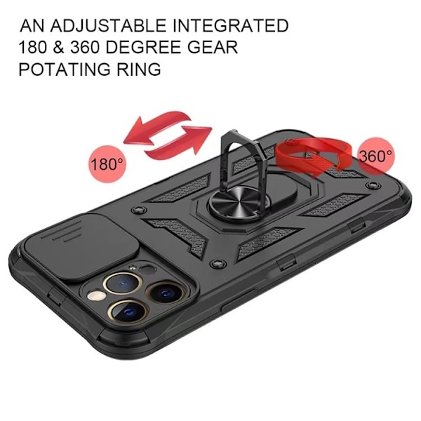 iPhone 14 Plus Skal Kameraskydd Kickstand - Svart Svart