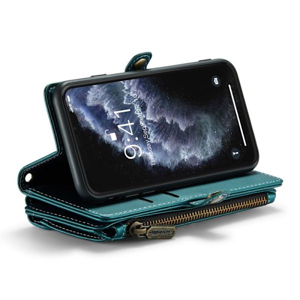 CASEME Plånboksfodral Konstläder för iPhone 11 Pro med kortfack - Grön