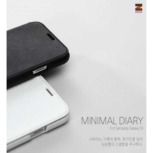 Zenus Minimal Diary Väska till Samsung Galaxy S5 - (Vit) Vit