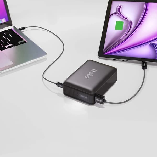 SBS Strømbank 20000mAh 65W USB-C- USB-A PD AFC - Sort Svart